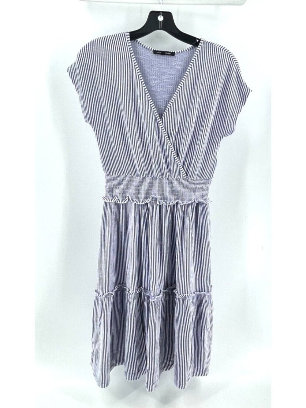 Caution To The Wind Blue White Vertical Striped Sleeveless Stretch Dress Size S